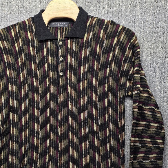 Vintage Protege Sweater Mens XL 3D Knit Coogi Style Textured Polo Cosby Made USA - Picture 3 of 11